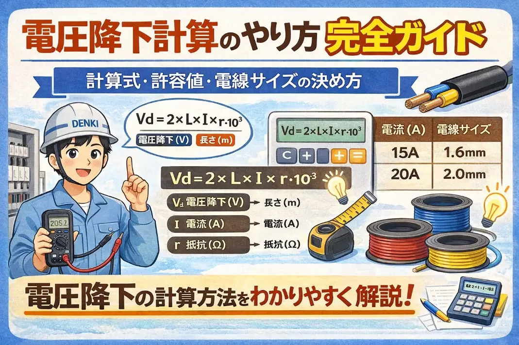 電圧降下計算のやり方完全ガイドのアイキャッチ画像